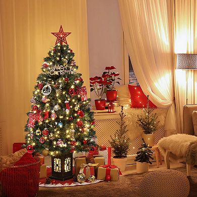 4.5 FT Artificial Fiber Optic Christmas Tree, Pre-Lit Christmas Tree with Antique Urn Base