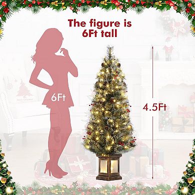 4.5ft Pre-Lit Artificial Christmas Tree for Party Decoration, Christmas Tree with 108 LED Lights