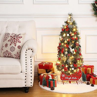 4.5FT Christmas Tree with 85 Lights, Pre-Lit Artificial Mini Christmas Tree with 8 Mode