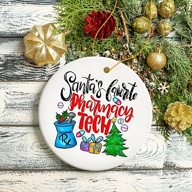 Santa’s Favorite Pharmacy Tech Christmas Ornament, Pharmacist Technician Day Appreciation Gift Idea