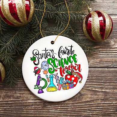 Santa’s Favorite Science Teacher Christmas Ornament, Chemistry, Physics and Biology