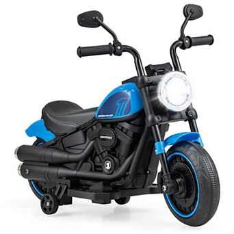 Kids Electric Motorcycle With Training Wheels & Led Headlights