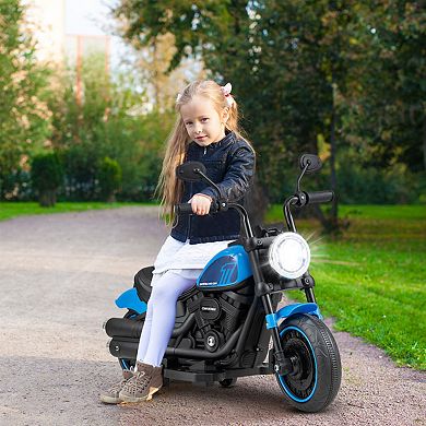 Kids Electric Motorcycle With Training Wheels & Led Headlights