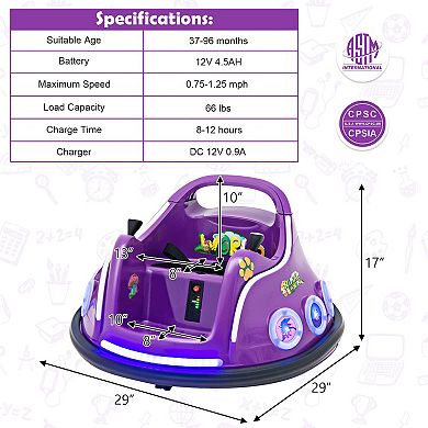 12v Electric Ride On Car With Remote Control And Flashing Led Lights