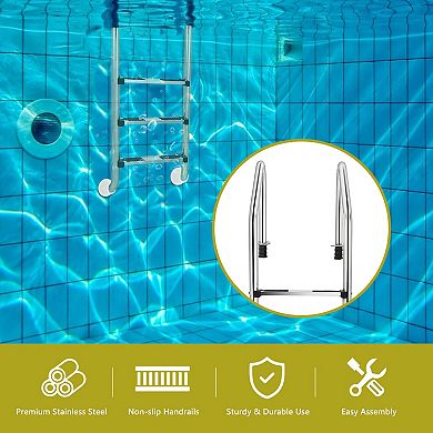 3-step Stainless Steel Swimming Pool Ladder With Anti-slip Step