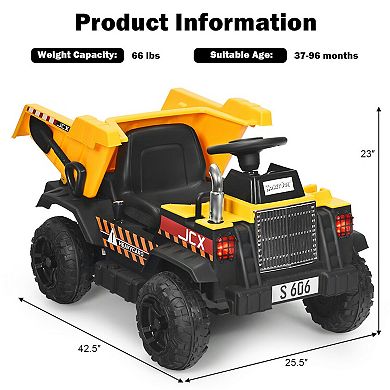 12v Kids Ride On Dump Truck With Electric Bucket And Dump Bed