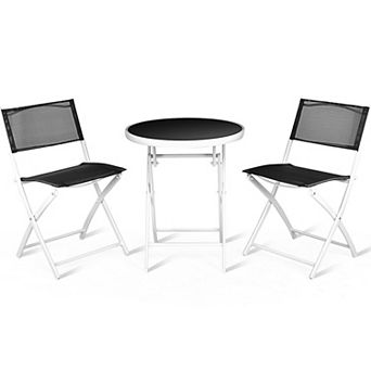 3 pc Patio Folding Bistro Set For Balcony Or Outdoor Space