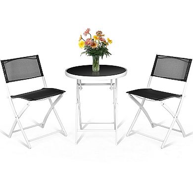 3 Pieces Patio Folding Bistro Set For Balcony Or Outdoor Space