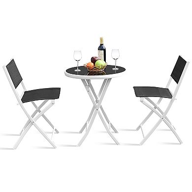 3 Pieces Patio Folding Bistro Set For Balcony Or Outdoor Space