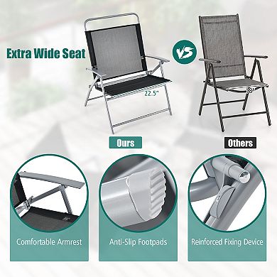 3 Pieces Patio Folding Chair Set Outdoor Metal Conversation Set