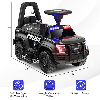 6v Kids Ride On Police Car With Real Megaphone And Siren Flashing Lights