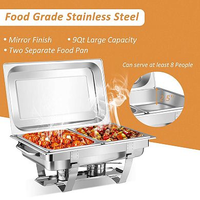 2 Packs Stainless Steel Full-size Chafing Dish