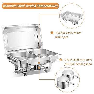 2 Packs Stainless Steel Full-size Chafing Dish