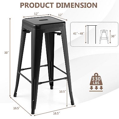 30 Inch Bar Stools Set Of 4 With Square Seat And Handling Hole