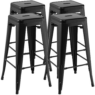 30 Inch Bar Stools Set Of 4 With Square Seat And Handling Hole