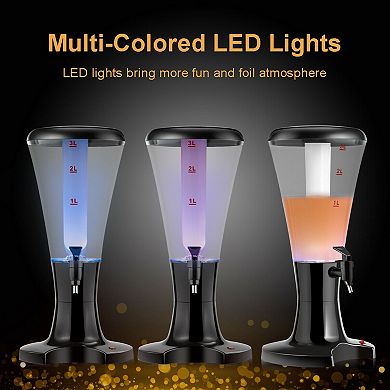 Set Of 2 3l Draft Beer Tower Dispenser With Led Lights