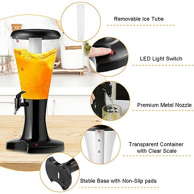 Set Of 2 3l Draft Beer Tower Dispenser With Led Lights