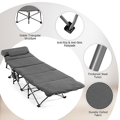 Folding Retractable Travel Camping Cot With Mattress And Carry Bag