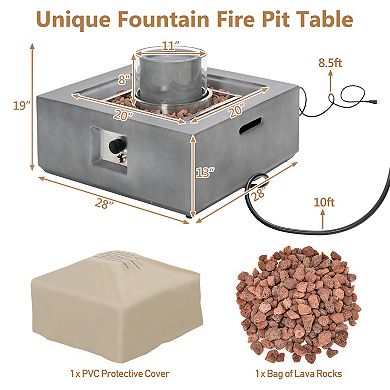 28-inch Square Propane Fire Pit Table With Pvc Cover