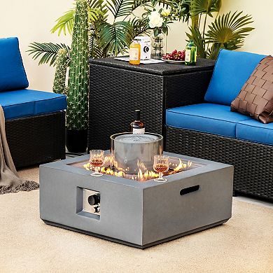 28-inch Square Propane Fire Pit Table With Pvc Cover