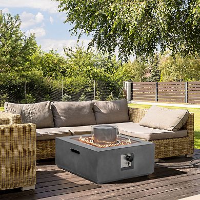 28-inch Square Propane Fire Pit Table With Pvc Cover