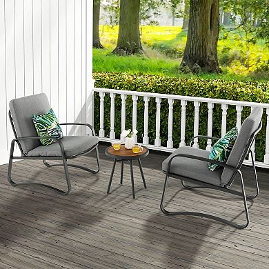 3 Pieces Patio Bistro Conversation Set With Waterproof Dpc Tabletop