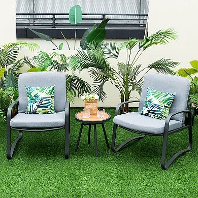 3 Pieces Patio Bistro Conversation Set With Waterproof Dpc Tabletop