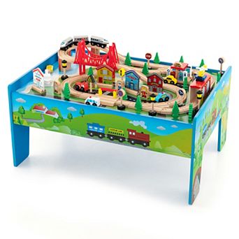 80 pc Wooden Train Set And Table