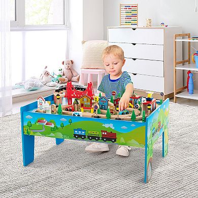 80-piece Wooden Train Set And Table