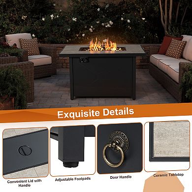 42-inch Propane Fire Pit Table With Ceramic Tabletop