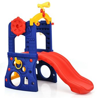 6-in-1 Freestanding Kids Slide With Basketball Hoop And Ring Toss