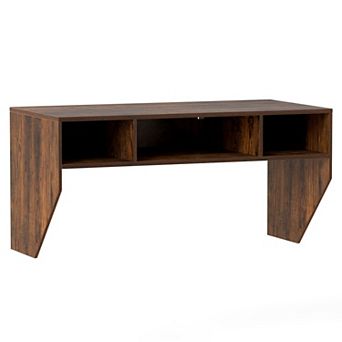 Wall Mounted Floating Computer Desk with Three Storage Cubes and 41.5 Inch Top
