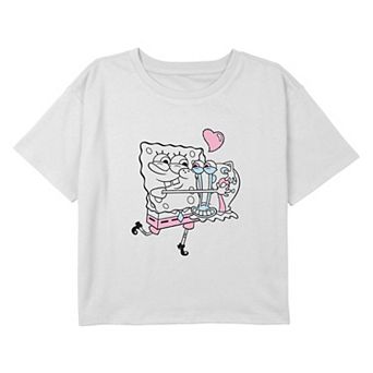 Girls 7-16 Nickelodeon SpongeBob SquarePants And Gary Best Friends Cropped Graphic Tee