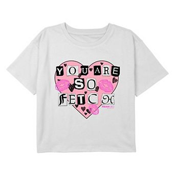 Girls 7-16 Mean Girls You Are So Fetch Heart Scrap Book Page Cropped Graphic Tee