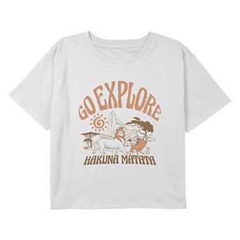 Disney's The Lion King Simba, Pumbaa & Timon Go Explore And Hakuna Matata Girls 7-16 Cropped Graphic Tee