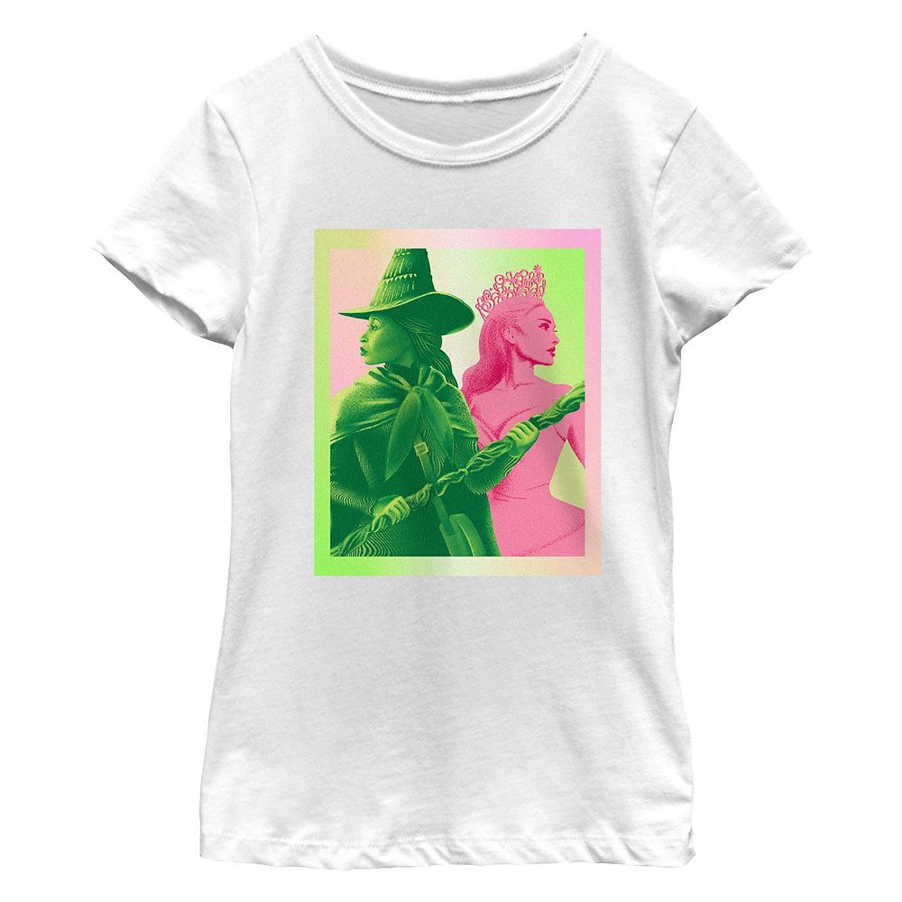 Girls 7-16 Wicked Elphaba And Glinda Profile Portrait Graphic Tee