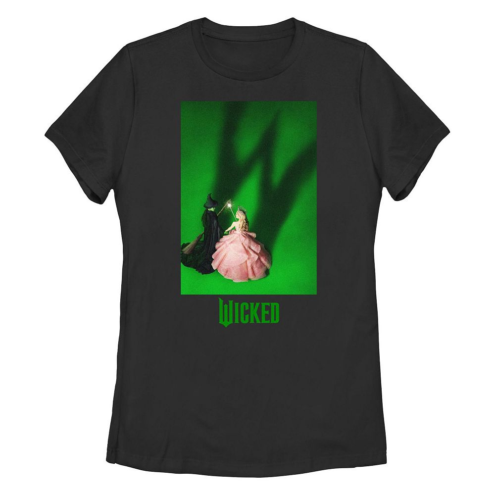 Juniors' Wicked Elphaba And Glinda "W" Shadow Graphic Tee
