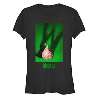 Juniors' Wicked Elphaba And Glinda "W" Shadow Fitted Graphic Tee