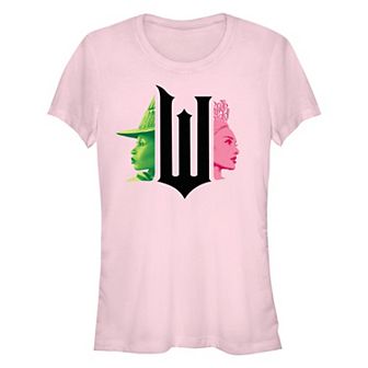 Juniors' Wicked Elphaba And Glinda Profile With "W" Fitted Graphic Tee