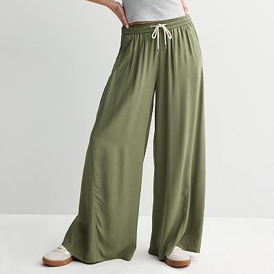 【KOOLOSET】Light Shirring Wide Pants smocked-waist-wide-leg-pant-