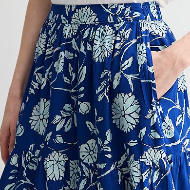 Women's Croft & Barrow® Floral Print Tiered Midi Skirt