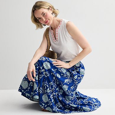 Women's Croft & Barrow® Floral Print Tiered Midi Skirt