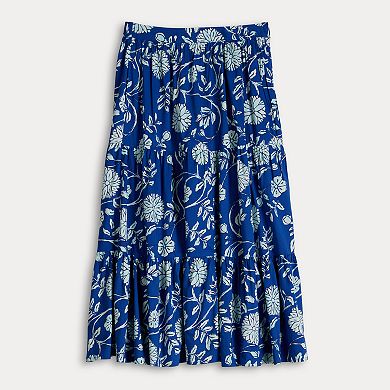 Women's Croft & Barrow® Floral Print Tiered Midi Skirt