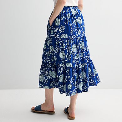 Women's Croft & Barrow® Floral Print Tiered Midi Skirt