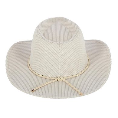 David & Young Women's Courduroy Cowboy Hat with Braided Suede Hat Band