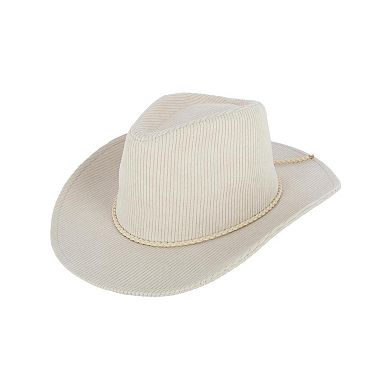 David & Young Women's Courduroy Cowboy Hat with Braided Suede Hat Band