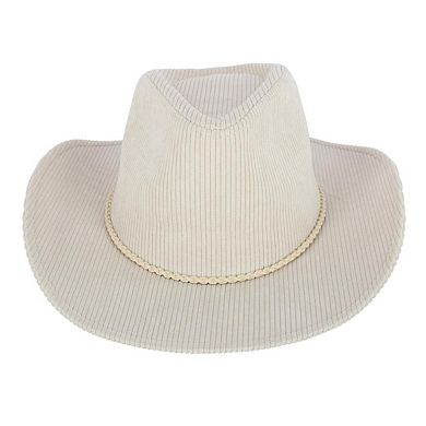 David & Young Women's Courduroy Cowboy Hat with Braided Suede Hat Band