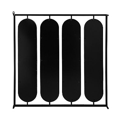 36 Inch Modern Wall Decor, 4 Swiveling Oblong Mirrors, Black Metal Frame