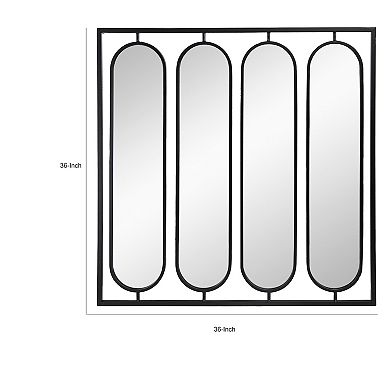 36 Inch Modern Wall Decor, 4 Swiveling Oblong Mirrors, Black Metal Frame