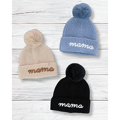 David & Young Women's Mama Knit Winter Beanie with Matching Pom